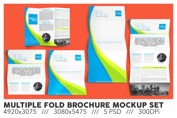 Multiple Fold Brochure Flyer Mockup Set