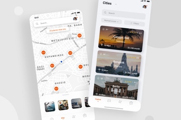 Travel map app - Light Mode (iOS)