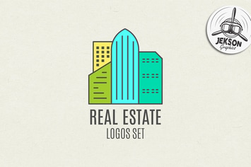 Real Estate Logo Set. Line Art. Modern Emblems