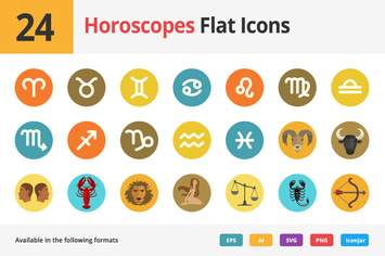 Zodiacs and Horoscopes Flat Icons Vol 1