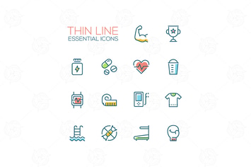 Sport Training - Thin Single Line Icons Set