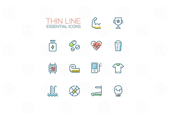 Sport Training - Thin Single Line Icons Set