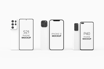 P40 Phone S21 Phone & iPhone 12 Mockup