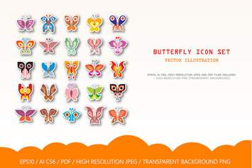 Large set of Butterfly vector icons