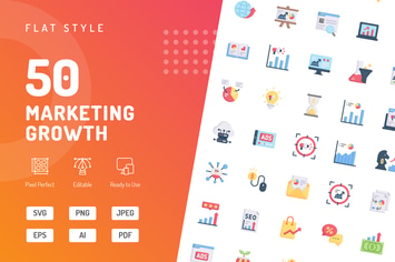 Marketing Growth Flat Icons