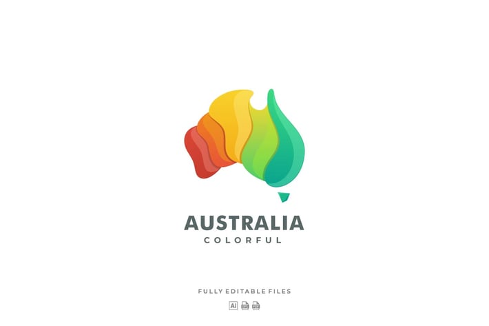 Australian Continent Gradient Colorful Logo