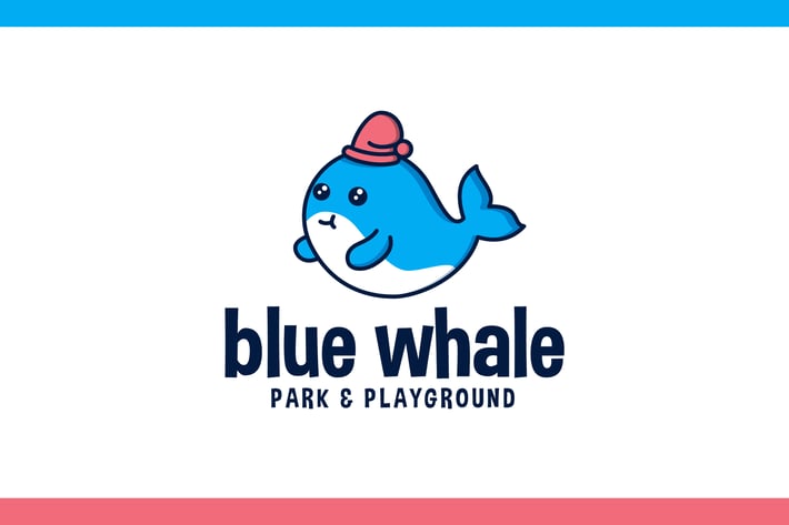 Cartoon Cute Whale Character Mascot Logo