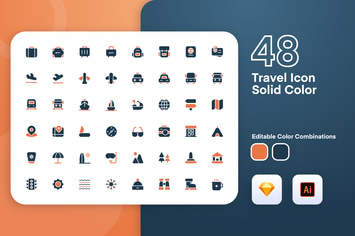 Travel Solid Color Icon Set