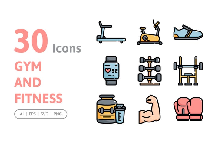 30 Fitness and Gym Icons
