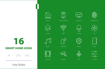 Smart Home Icon Line Styles
