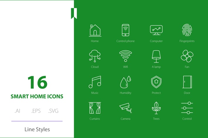 Smart Home Icon Line Styles