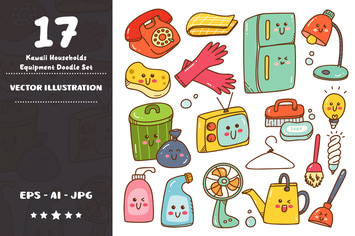 Kawaii Households Equipment Doodle Set