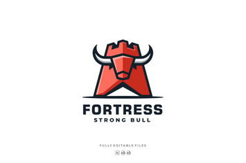 Fortress and Bull Mascot logo