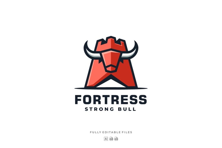 Fortress and Bull Mascot logo