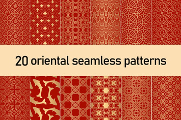 Golden Oriental Seamless Patterns