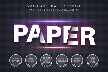 Cut paper - editable text effect,  font style