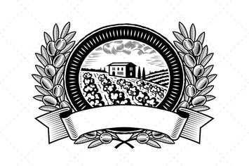 Olive Harvest Label Black And White