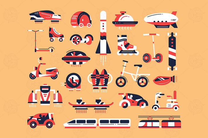 Transport - flat designstyle icons set