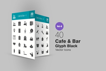 40 Cafe & Bar Glyph Icons