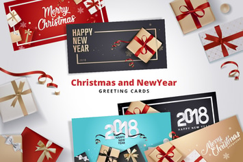 Set of Christmas and New Year’s Greeting Cards