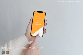 Person Using iPhone 12 Pro Mockup White Background
