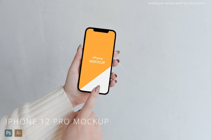 Person Using iPhone 12 Pro Mockup White Background
