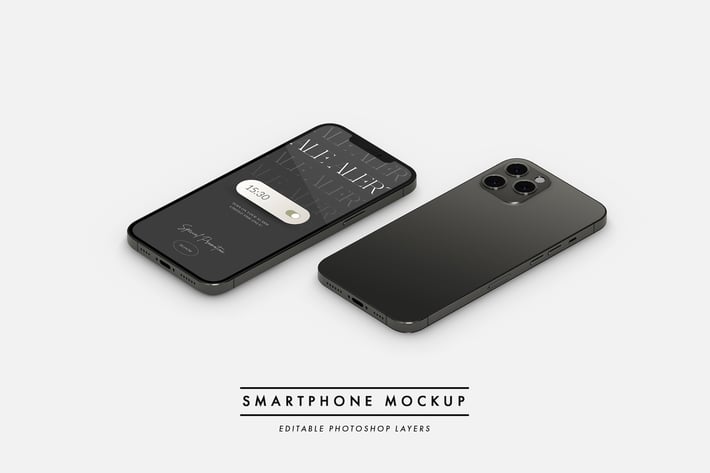 Smartphone flat lay isometric view mockup