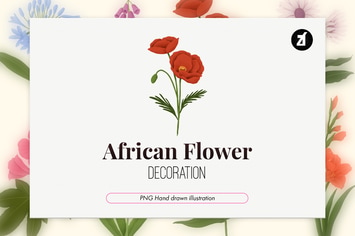 10 African flowers hand-drawn decoration