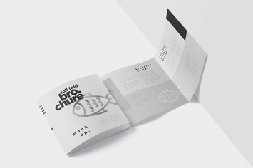 Roll-Fold Brochure Mockup Set - Square Format