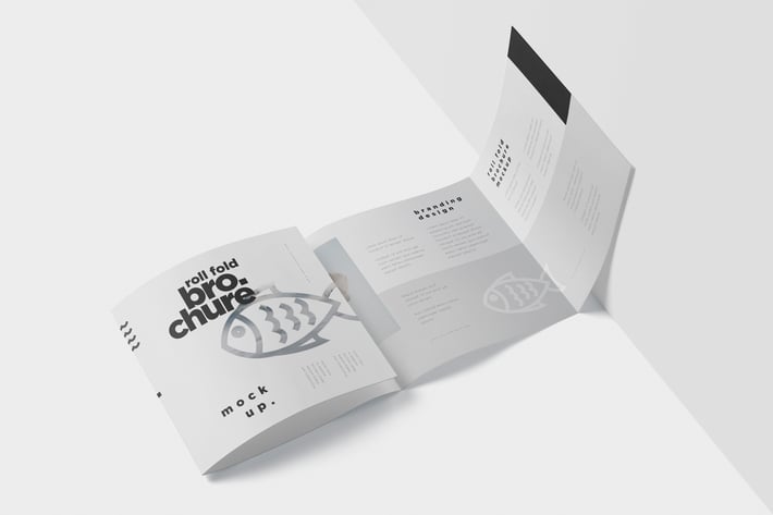 Roll-Fold Brochure Mockup Set - Square Format