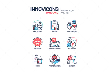 Pandemic - line design style icons set