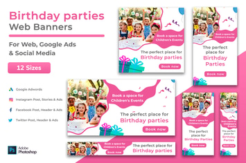 Children Parties Web Banners, Google Ads & Post