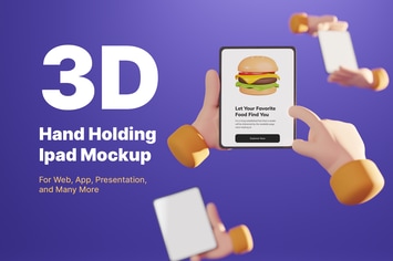 3D Hand Holding Ipad Mockup