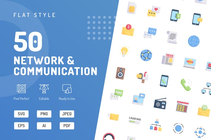 Network & Communication Flat Icons