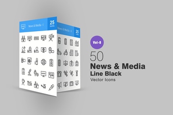 50 News & Media Line Icons