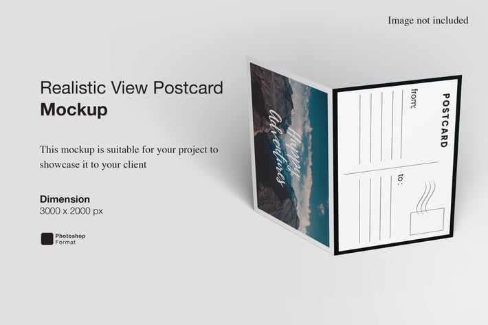 Realistic View Postcard Mockup