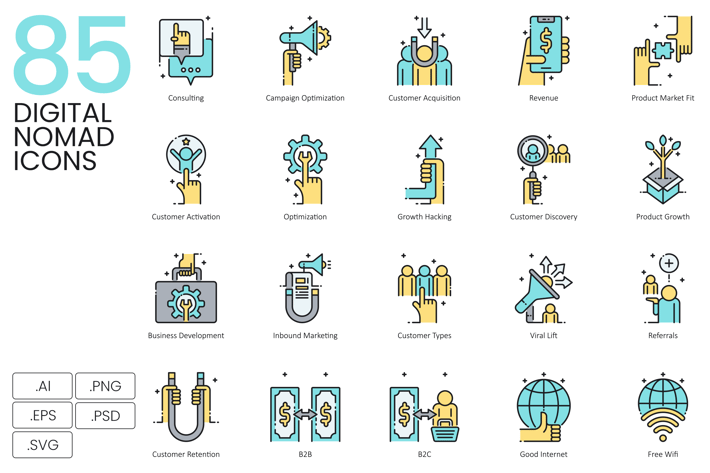 85 Digital Nomad Icons