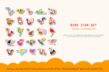 3 options Bird vector icon set