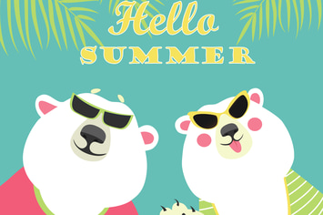 Cute couple of polar bears. Hello summer.Vector