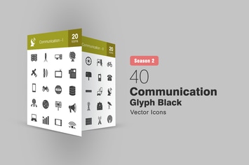 40 Communication Glyph Icons Season II