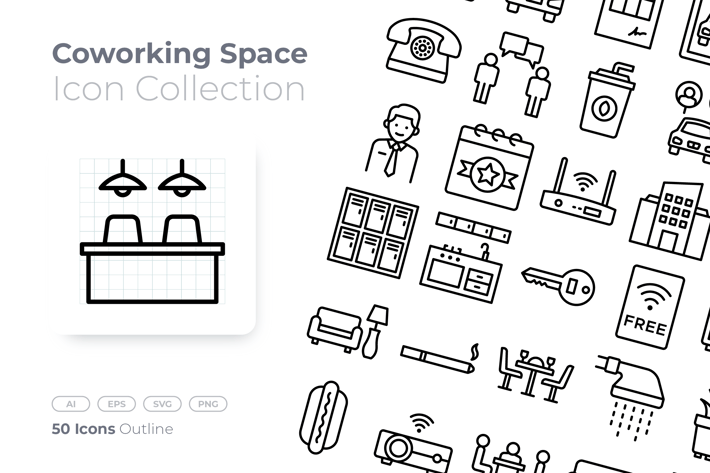Coworking Space Outline Icon