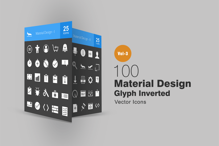 100 Material Design Glyph Inverted Icons