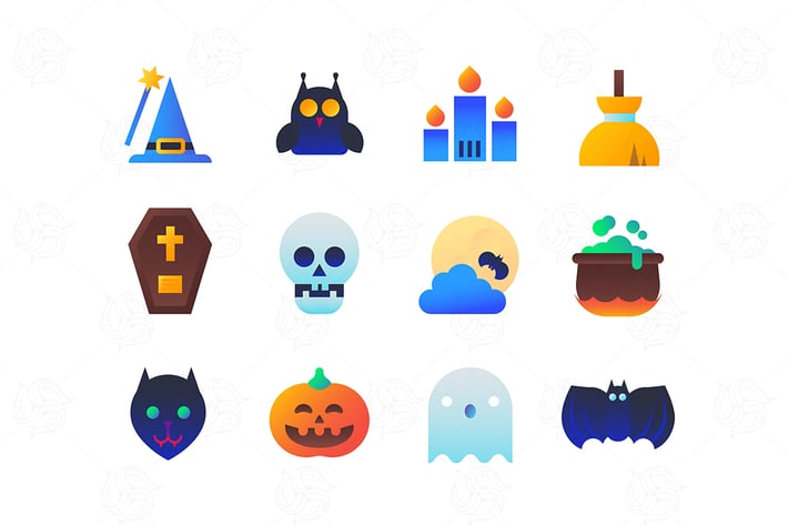 Halloween - set of flat design style icons