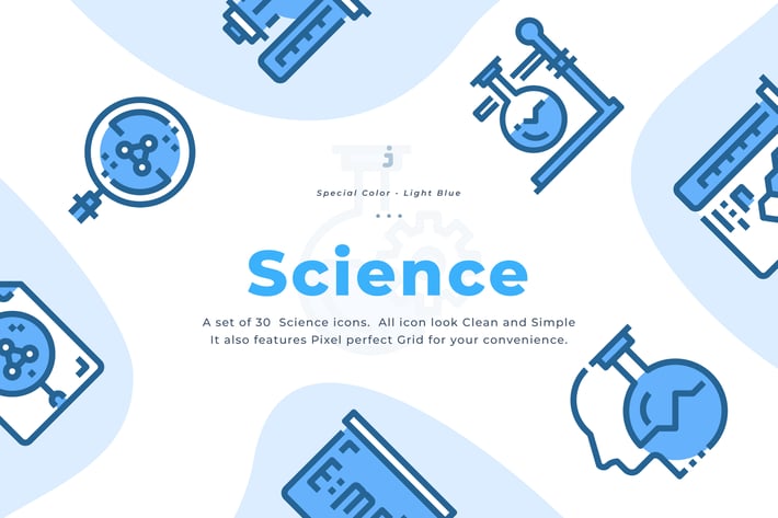 30 Science Icons - Light Blue