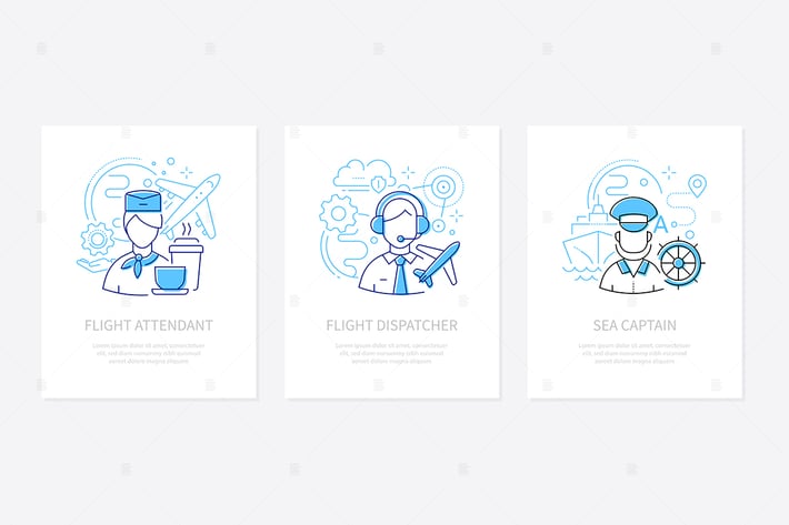 Different professions - line design style banners 