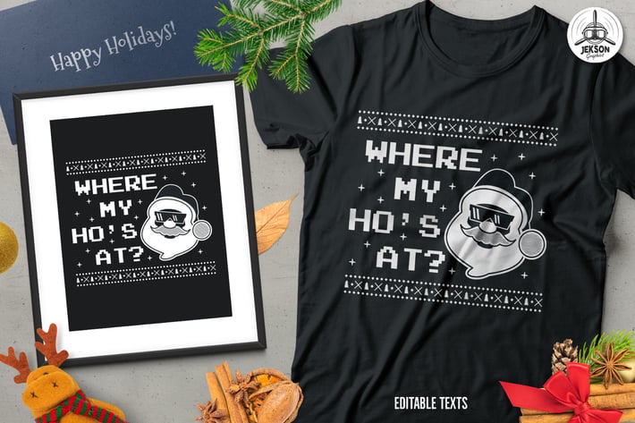 Christmas Santa Sweater T-Shirt Design. Xmas Party