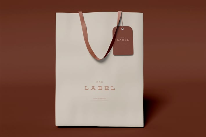 Paper Bag and Label Mockup