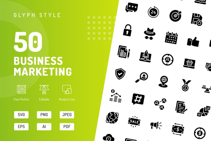 Business Marketing Glyph Icons