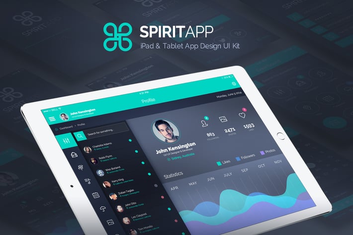 SpiritApp - iPad & Tablet App Design UI Kit 