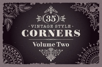 35 Vector Vintage Style Corners Set